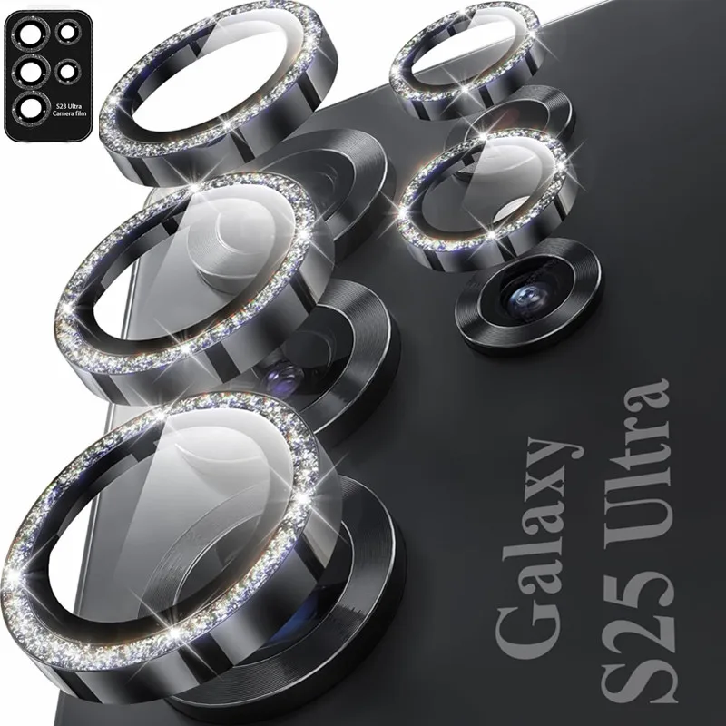 Glitter Bling Camera Lens Protector for Samsung Galaxy S23 S24 Plus S25 Ultra S25Ultra S 25 Metal Ring Lens Cover Accessories