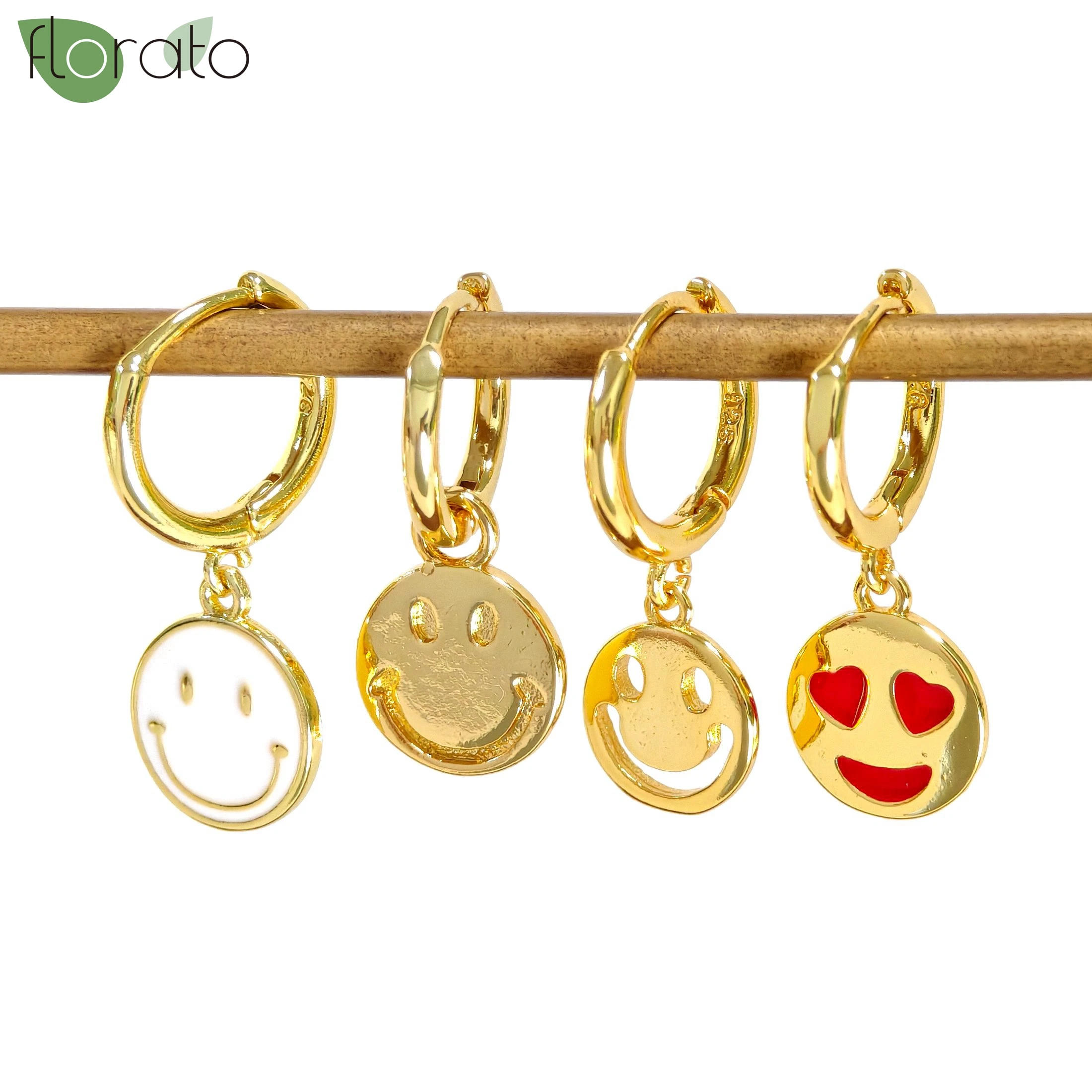 

925 Sterling Silver Needle Fashion Round Gold Pendant Earrings Candy Color Small Hoop Earrings for Women Trend Piercing Jewelry