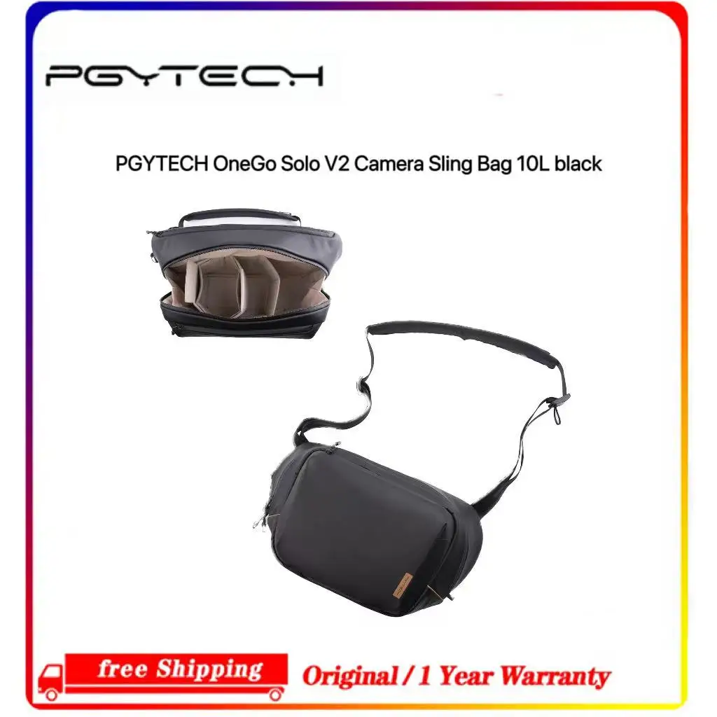 PGYTECH OneGo Solo V2 Camera Sling Bag 10L Black Lightweight Camera Strap for DSLR Mirrorless Compact Camera with 12 Pockets