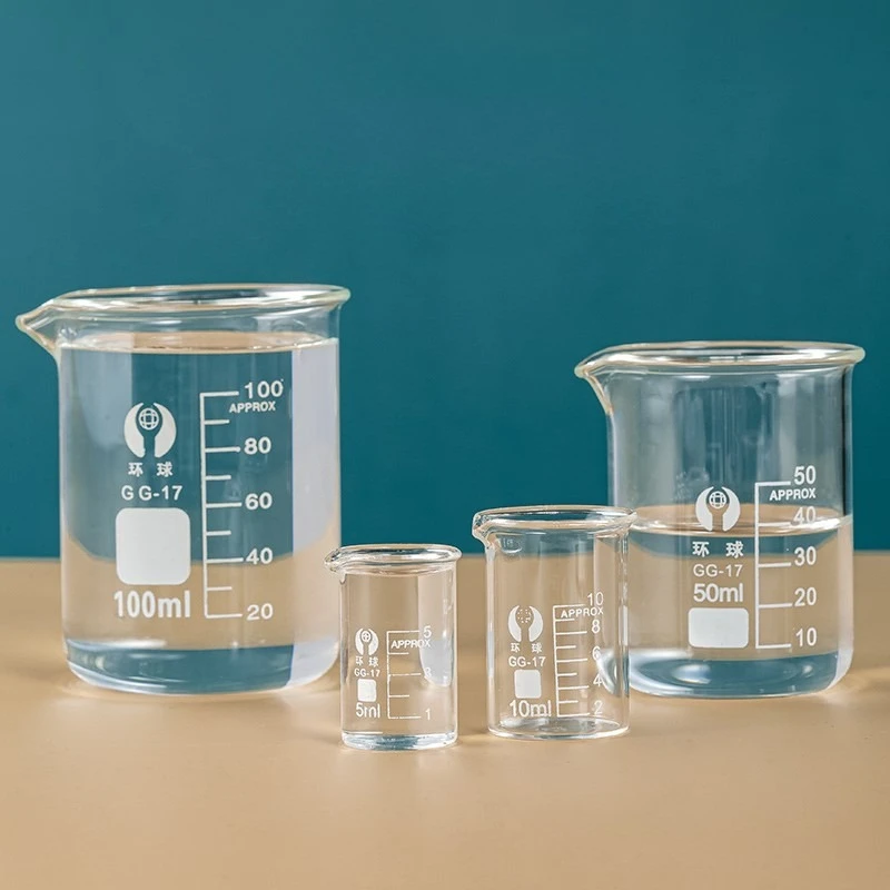 

5Pcs 5ml Low Form Beaker Borosilicate Glass Chemistry Lab Flask with Spout