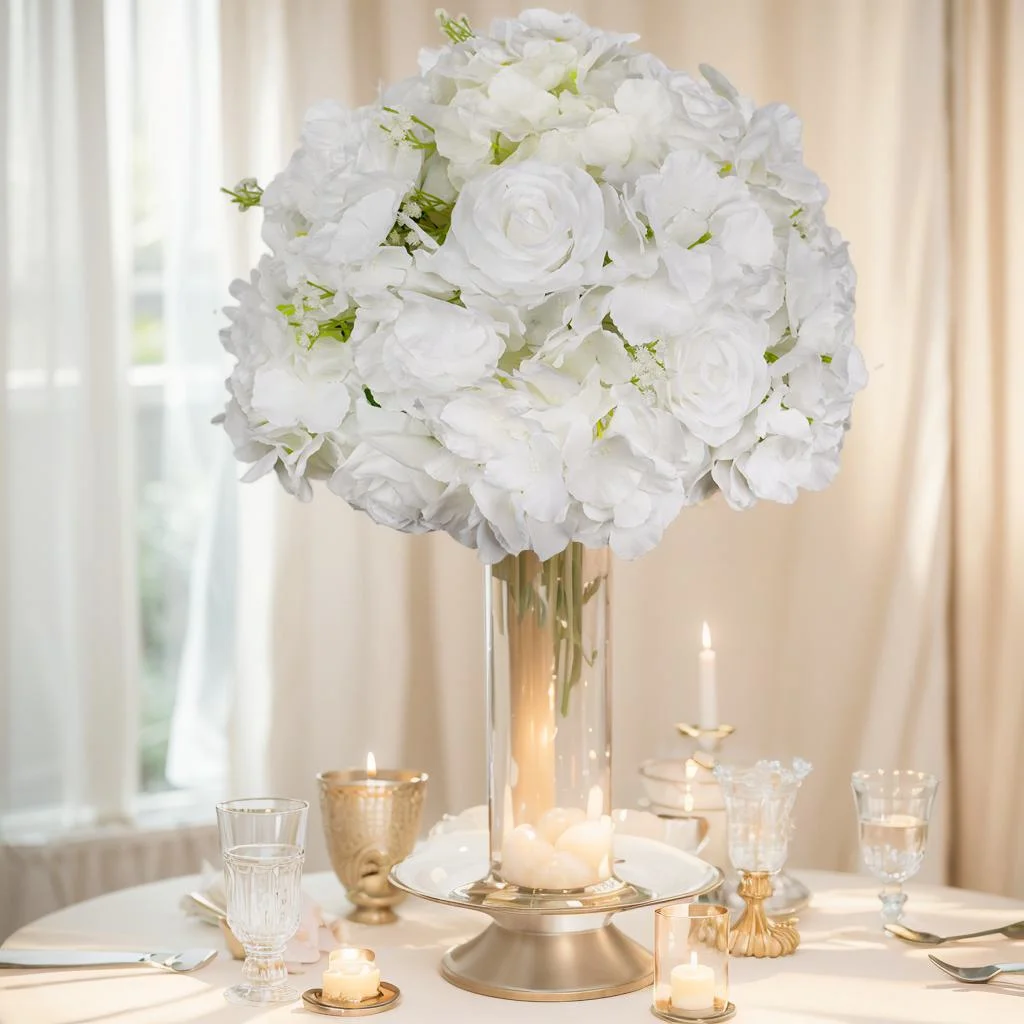 

30cm White Flower Ball Artificial Wedding Table Centerpiece for Event Wedding Decor Road Lead Floral Arrangement Bouquet Props