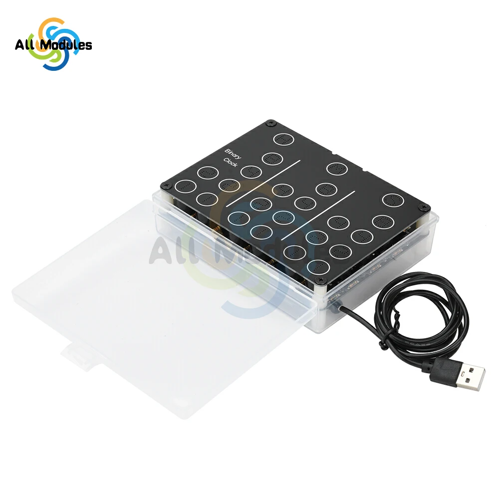

DC 5V Binary Clock Electronic Clock Kit Creative Electronic Welding DIY Parts USB Interface for Learning Electronics