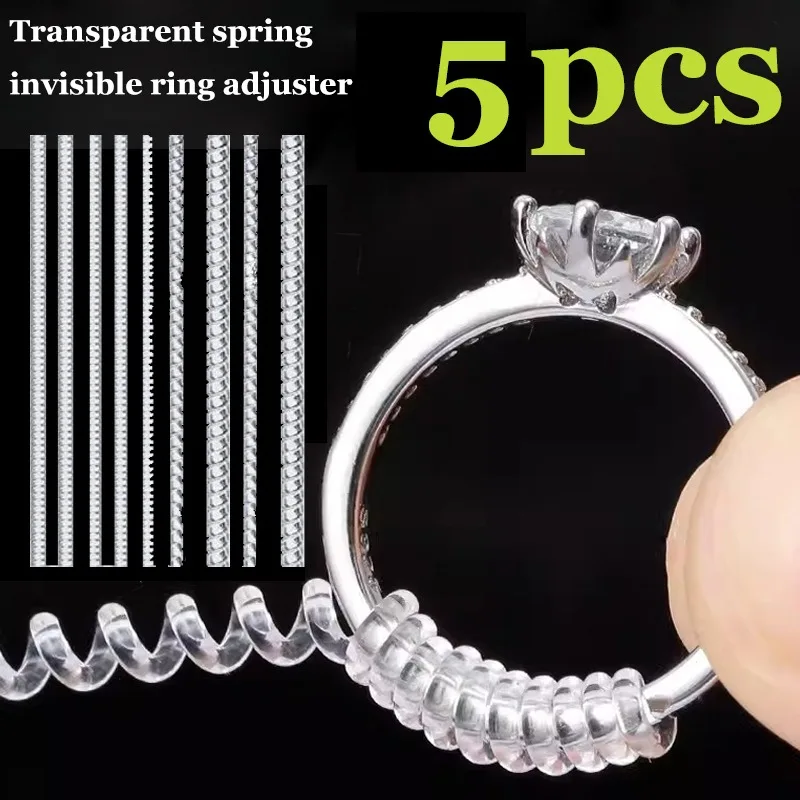 Transparent Spring Invisible Ring Adjuster Jewelry Part Protect Tightener Resizing Guard Reduce Finger Rings Wrapped Easily Wear