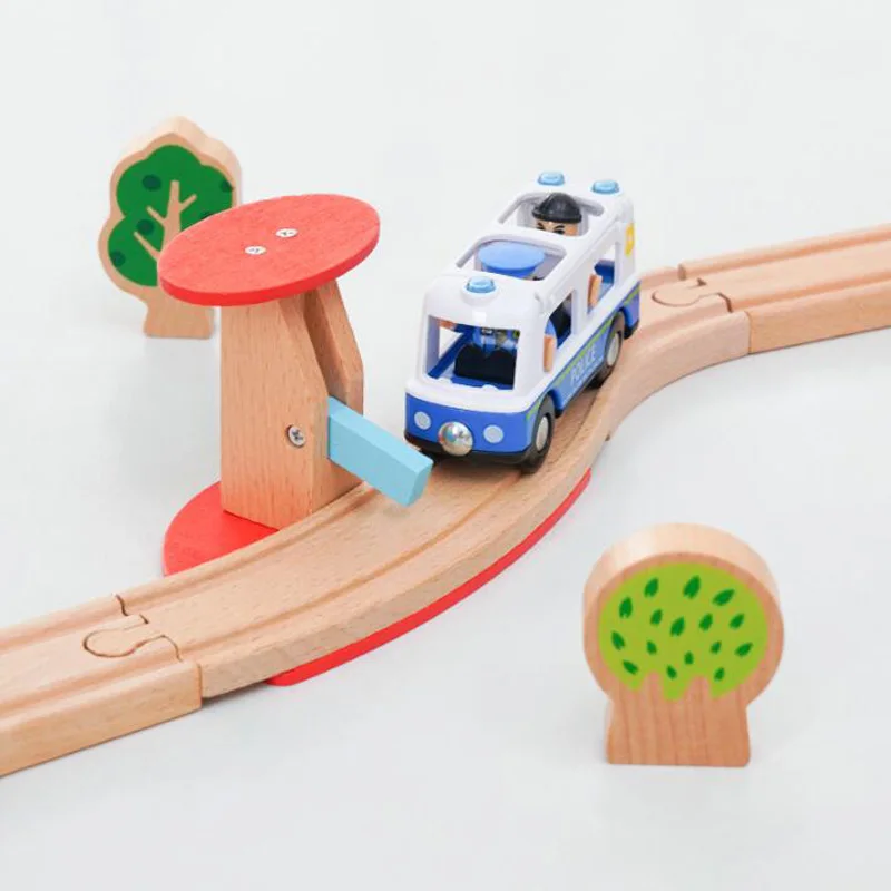 Toddlers Toys Wooden Train Railway Track Accessories Barricade, Platform Track Scene Puzzle Toys For Boys & Girls