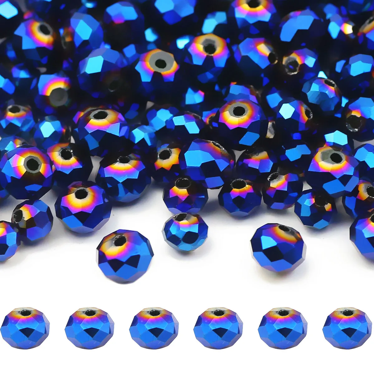 3/4/6/8mm Flat Round Faceted Austrian Crystal Electroplated Blue Loose Beads For Jewelry Bracelets Earrings DIY Accessories