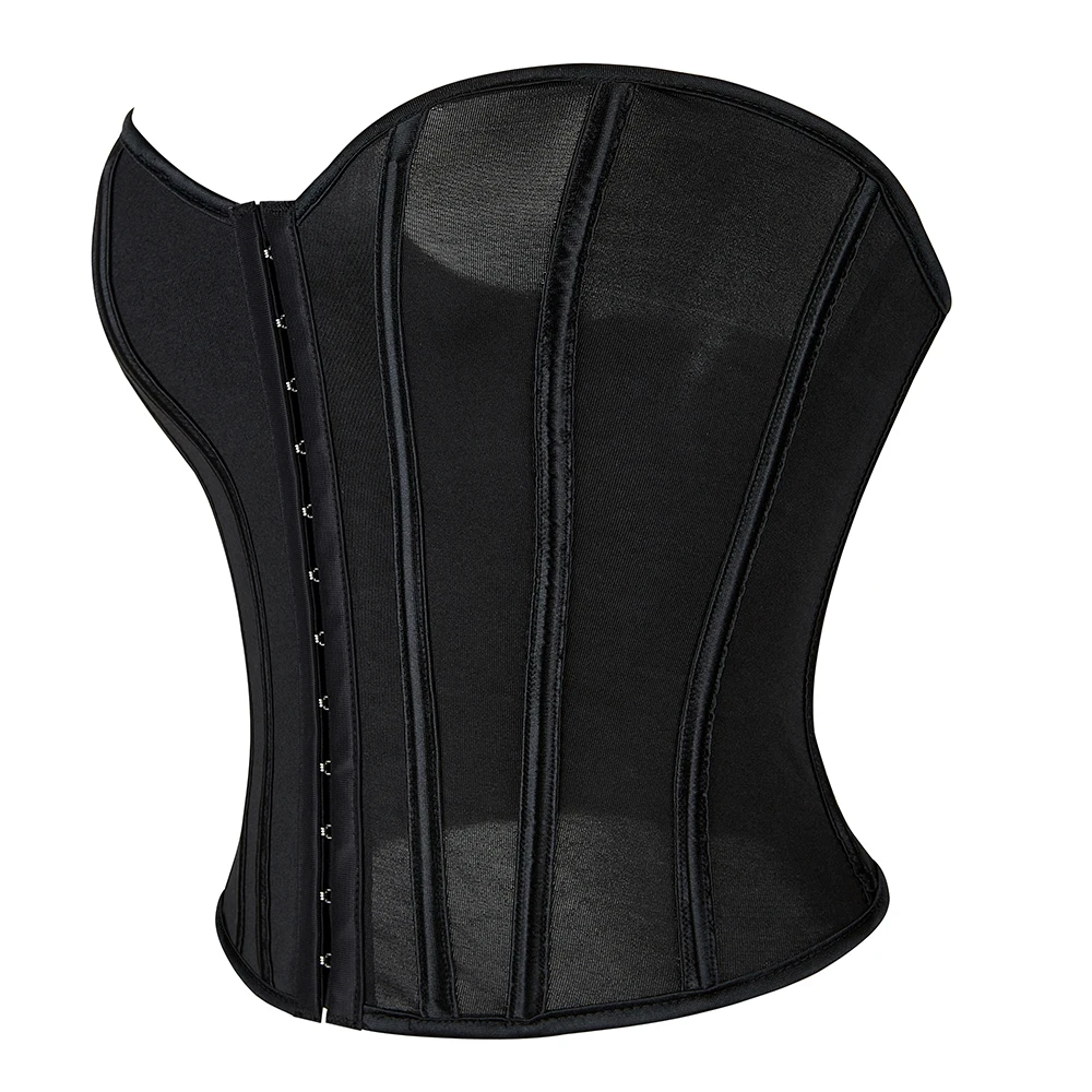 

Woman Sexy Mesh Bustier Top Front Hooks and Eyes Overbust Corset Sleeveless Summer Streetwear