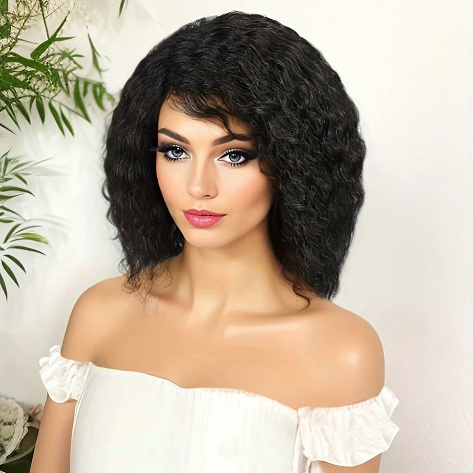 Lockige Pixie-Cut-Perücken aus Echthaar, 4x1-Teil-Spitzenperücken aus Echthaar, Kinky Straight Lace-Closure-Perücken für Frauen, 8" kurze, kleberlose Perücken – Detail 3