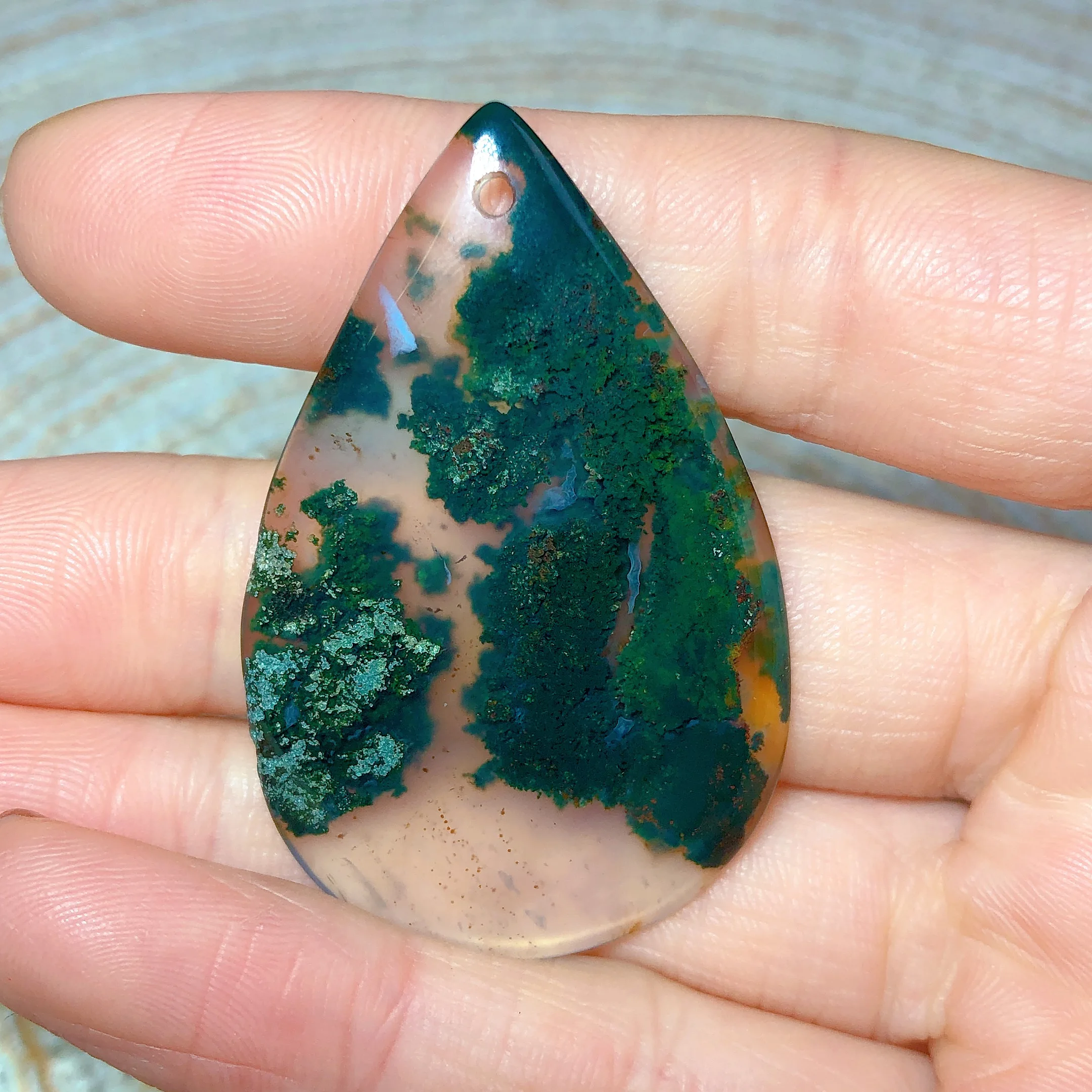 

Natural Crystals Moss Agate Pendant Energy Reiki Healing High Quality Women Men Mineral Ore Gift