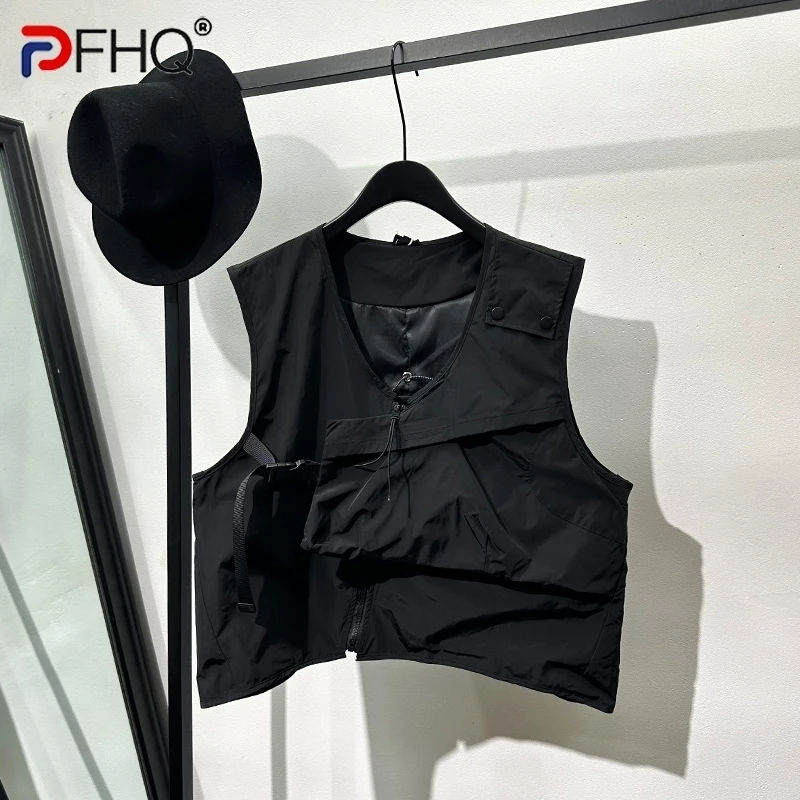 

PFHQ Men's Popular Pockets Waistcoat Safari Style Irregular Handsome Multi-functional Avant-garde Summer Male Vest Chic 21Z4893