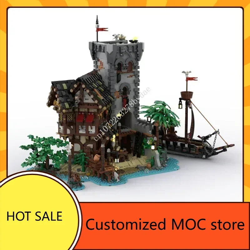 

3812PCS MOC Medieval Pirates Castle DIYAssembly Puzzles Holiday the Crimson Architecture Outpost Kids Birthday Toy Gift for Kids