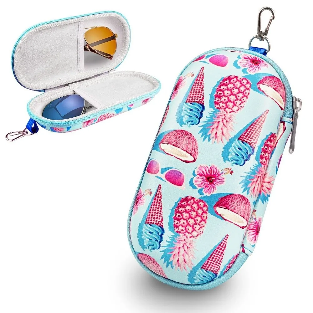 Portable 2 Slots Glasses Organizer Fruit Printed / Black Large Capacity Double-layer Eyewears Storage Box Dust-proof Anti-lost