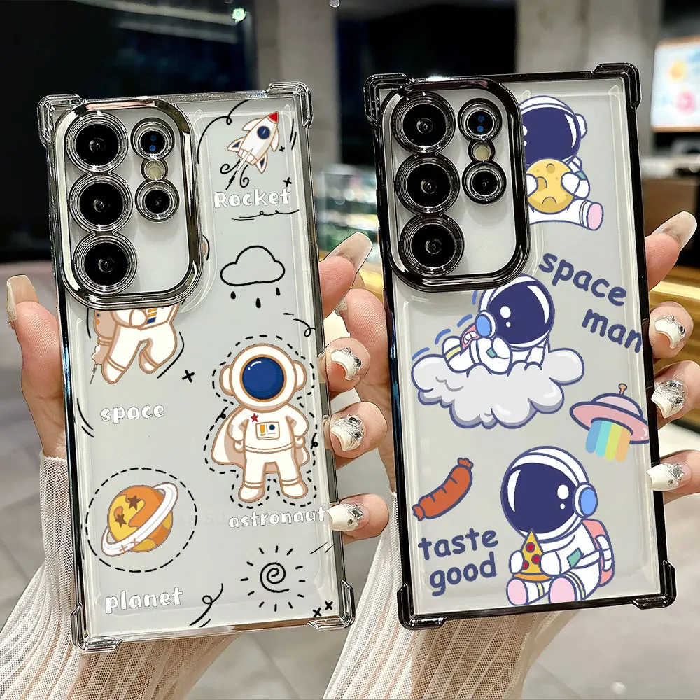 

Astronaut Spaceman Planet Funda For Samsung S26Ultra Phone Case For Galaxy S25 FE S26 S24 S23 S22 S21 Ultra S20 Plus Clear Cover