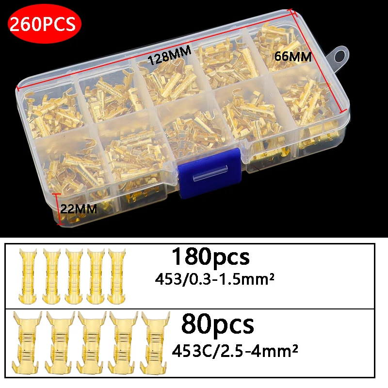 105/150/260/480 pcs /box 453 453C U-shaped terminal tab cold inserts connectors cold terminal small teeth fascia terminal