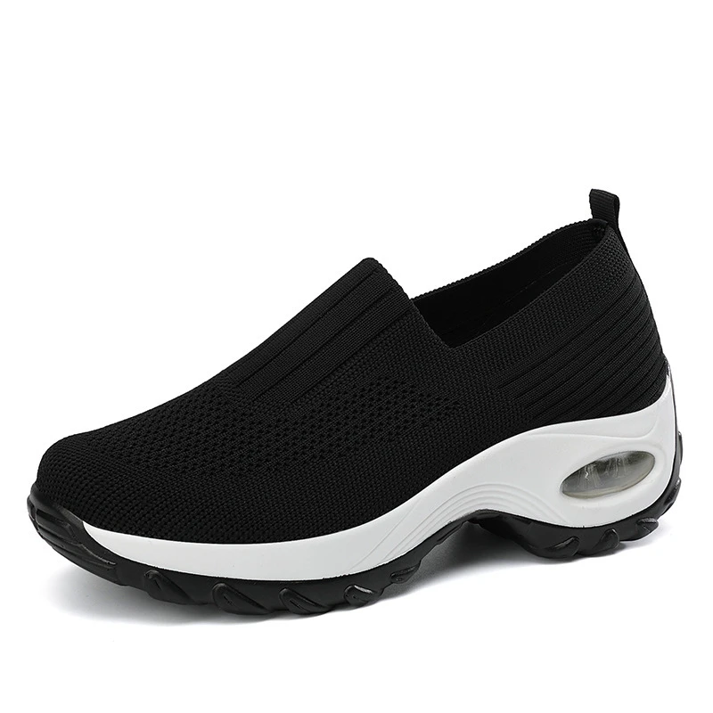 Style Of Sporty Mother Shoes Breathable Footwear Middle-Aged Mesh Sports Shoes Casual Thick Sole Height-Enhancing Shaking Shoes