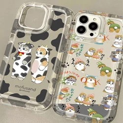 Cute Cow Mofusand Cat Case For iPhone 16 15 14 13 12 11 Pro Max XS X XR 8 7 Plus SE 2020 Shockproof Silicone Clear Back Cover