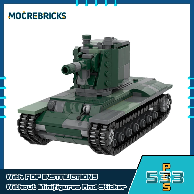 MOC- 137385   WW II KV-2 Военная тяжелая модель артиллерийского танка, строительные блоки, мелкие частицы, сборные кирпичи, детские рождественские игрушки