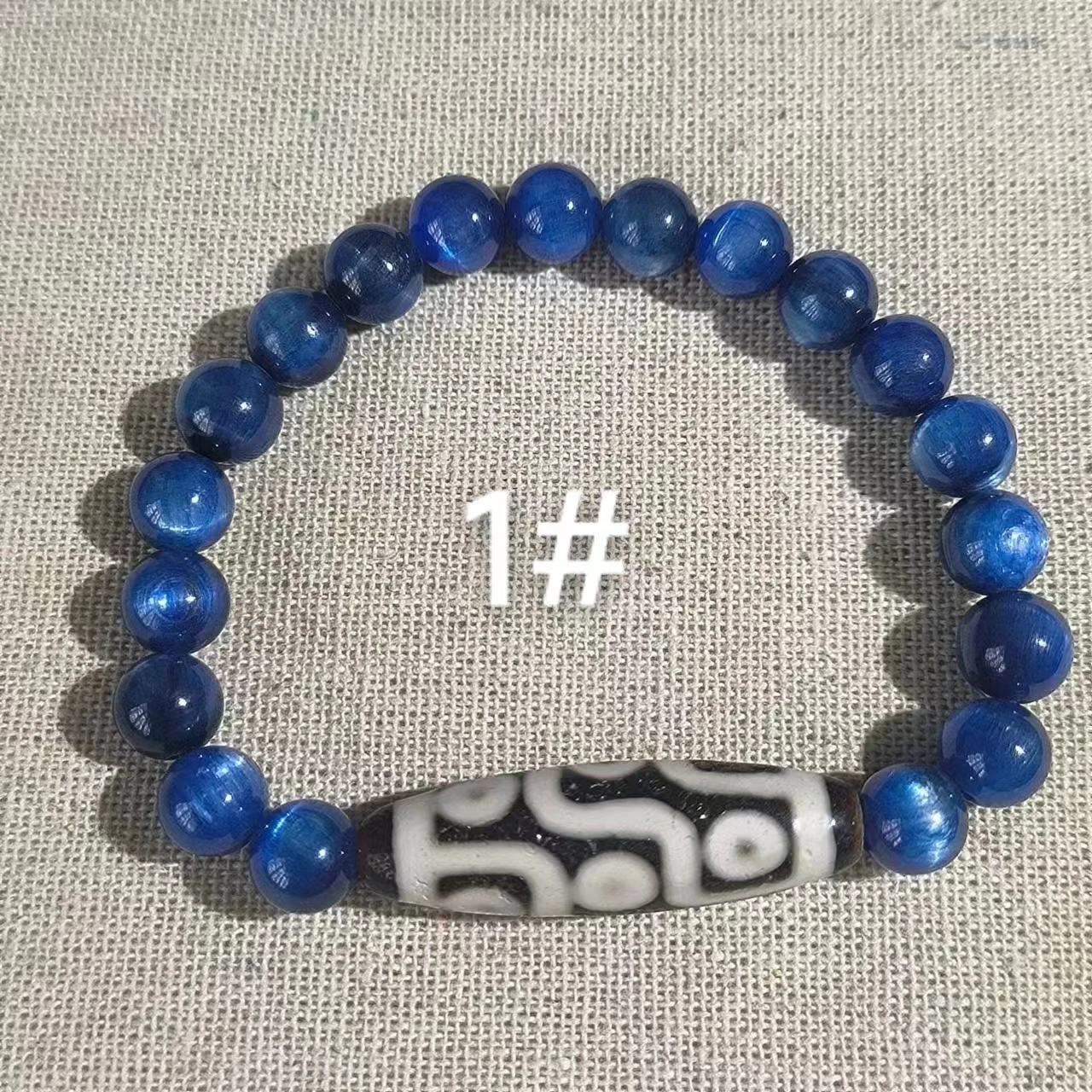 Pulsera de cuentas de un solo círculo, con diseño de diente de tigre de seis ojos y nueve ojos, Ágata dzi, joyería fina, 1 lote