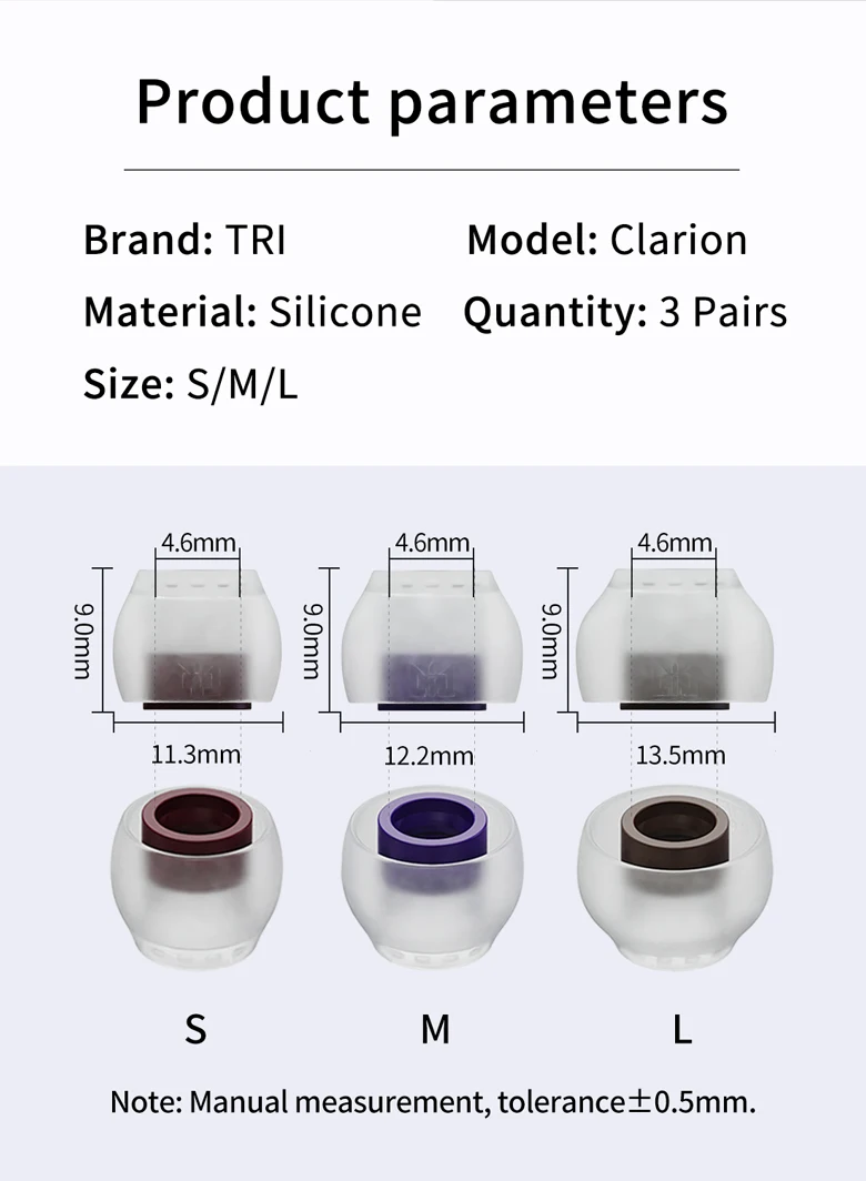 TRI Clarion Silikon-Ohrhörer-Ohrstöpsel, 3 Paar, für S/M/L-Größe, Kopfhörer-Zubehör, kabelgebundene Headset-Ohrhörer, KBEAR HBB KAI I3 Pro IEMS – Detail 3