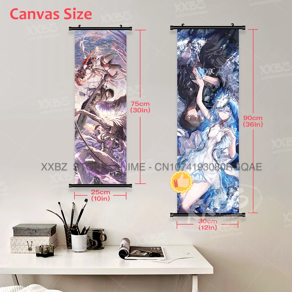 Mundo aberto 3d act jogo wuthering ondas decoração de casa pendurado pintura cartaz lona arte da parede impressão rolagem imagem sala estar