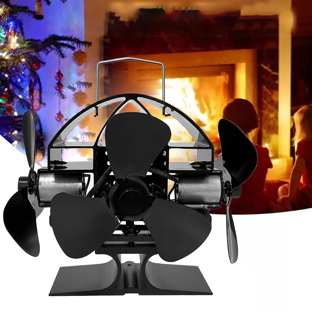 122°F~650°F Three Headed Stove Fan Wood Stove Fan High Temperature Resistant Metal Materials Multiple Blade Options