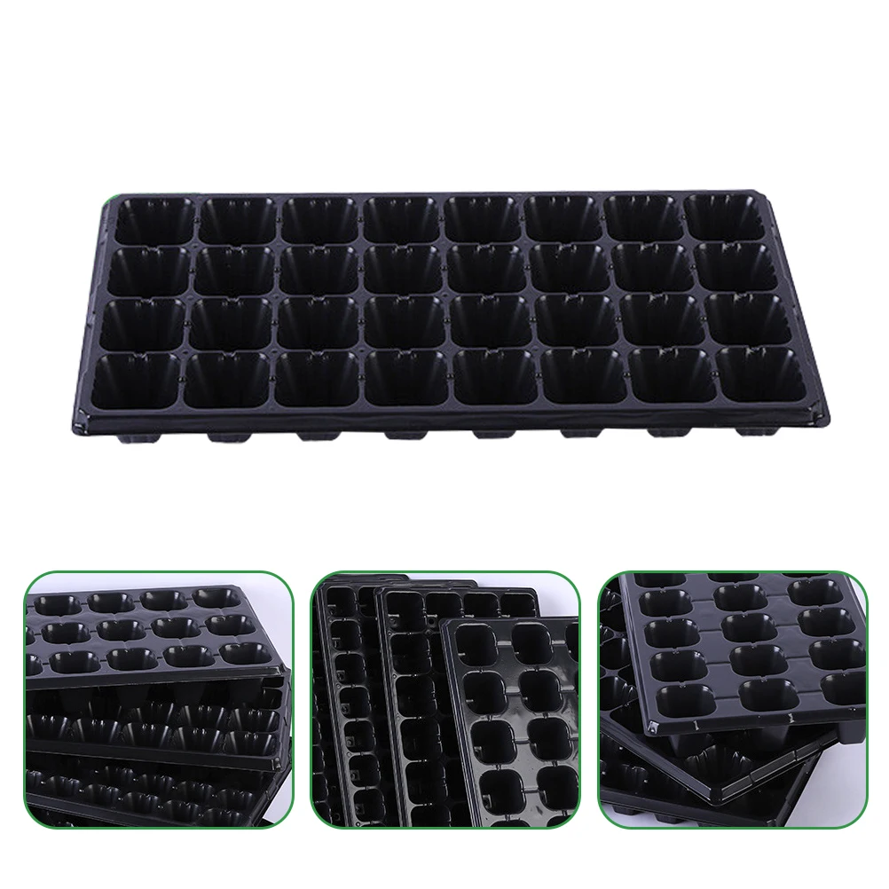 

10pcs Black Plastic Seedling Box Plant Growing Tray 21 Holes Indoor Nursery Trays Herb Garden Tools Durable Water Saving
