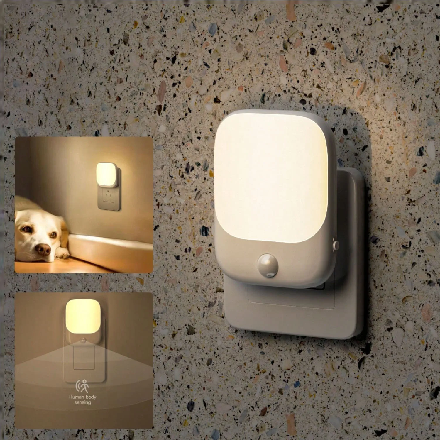 Veilleuse détecteur de mouvement LED lampe de nuit pour chambre Table de chevet enfants lampe à lueur douce avec prise ue