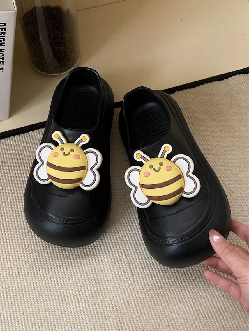 

Outdoor Fashionable Waterproof Lazy Women's Slippers Summer Cute Bee Casual Big Head Shoes EVA Material Comfortable mid Heel
