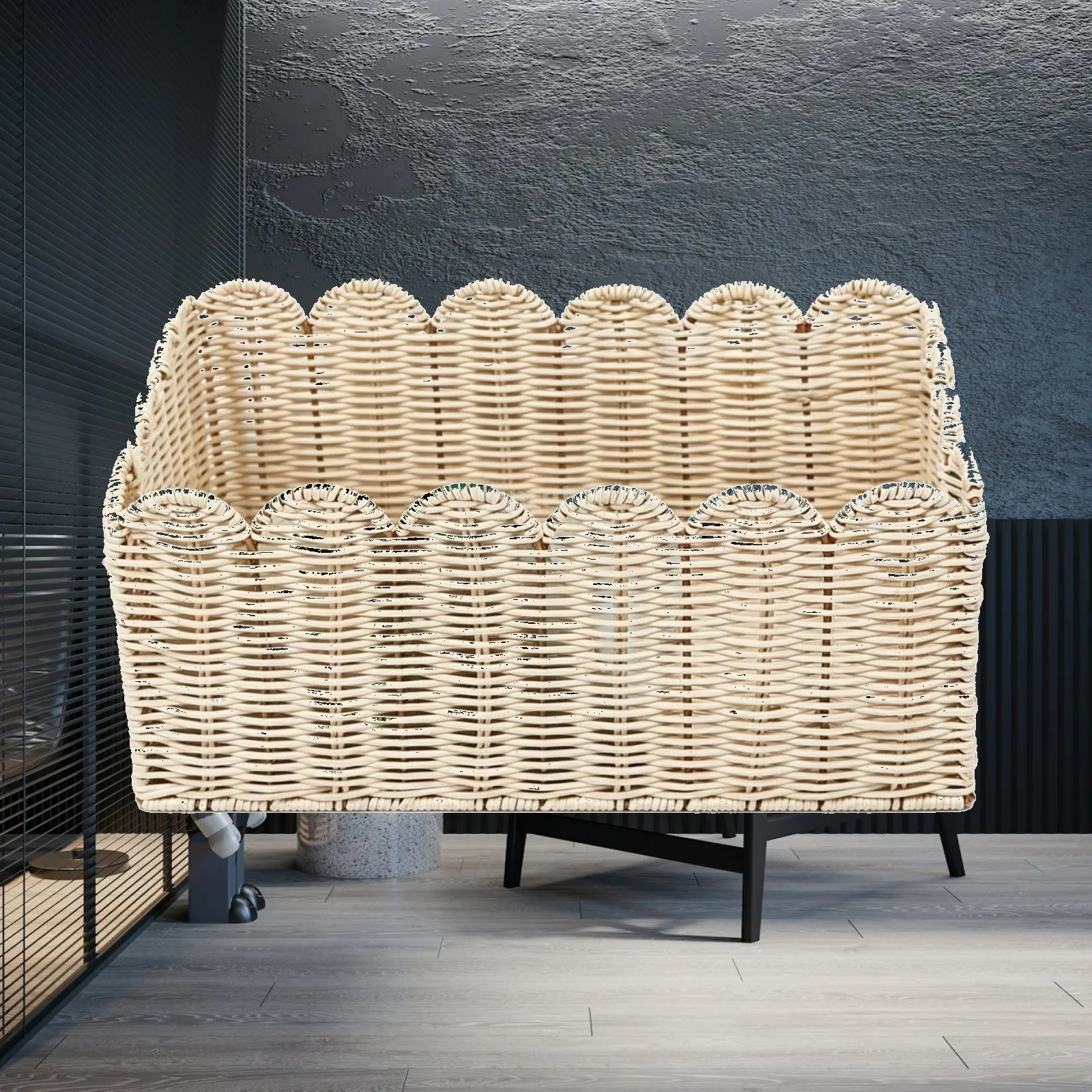 Rectangular Rattan Woven Basket Reinforced Rim Storage Organizer for Clothes Toys Books Snacks Household Essentials
