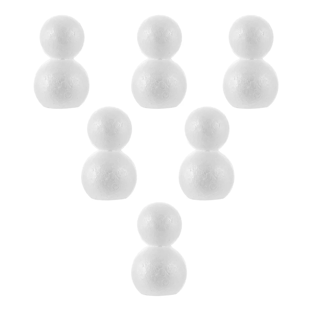 

6 PCS Snowman Foam Shape Crafts Kids DIY Balls Mold Xmas Material Flower Arrangement Accessories White Baby