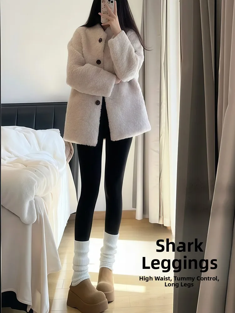 

arkskin Yoga Pants High Waist Tight Fit Fce Lined Long Leg Visual Effect Abdomen Slimming Winter Warm Women's Trousers