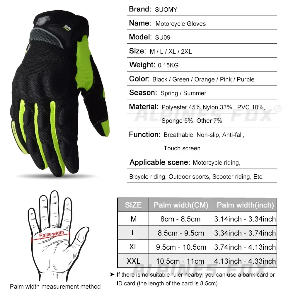 Breathable Full Finger Racing Motorcycle Mesh Breathable Gloves Stylishly Decorated Antiskid Wearable Touch Screen Gloves