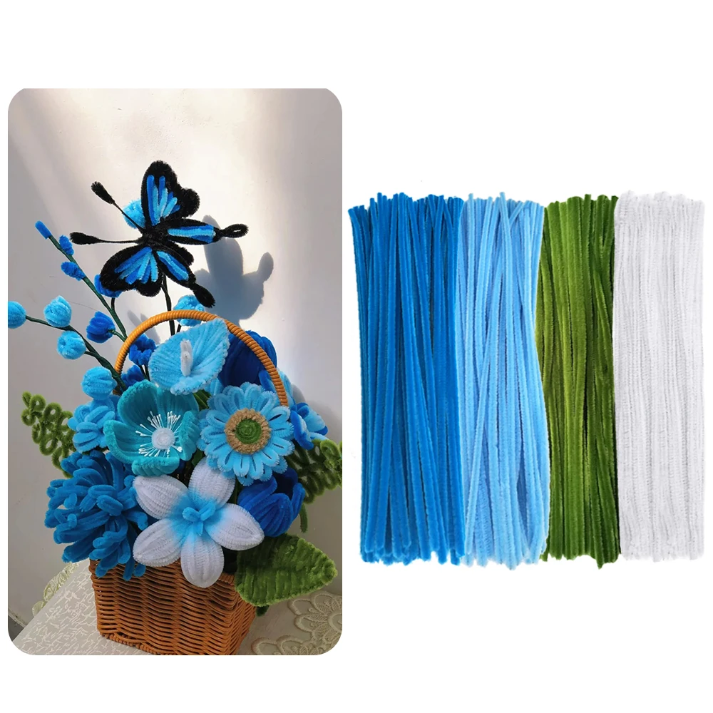 200 Pcs Pipe Cleaner Flowers Kit DIY Art Flower Bouquet Craft Set  Chenille Stems  Wire with Floral Wires and Floral Tape view 5
