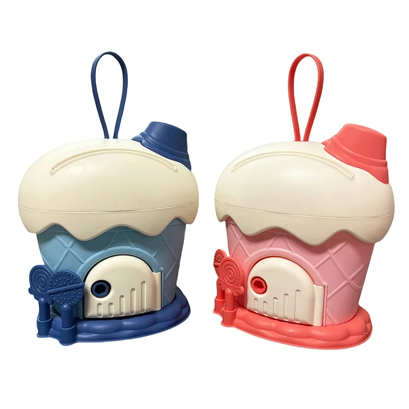1 ensemble de tirelire de cabane de crème glacée, grande capacité, jouet pour enfants, autocollants de dessin animé, boîte d'économie d'argent avec clés, cadeau pour enfants