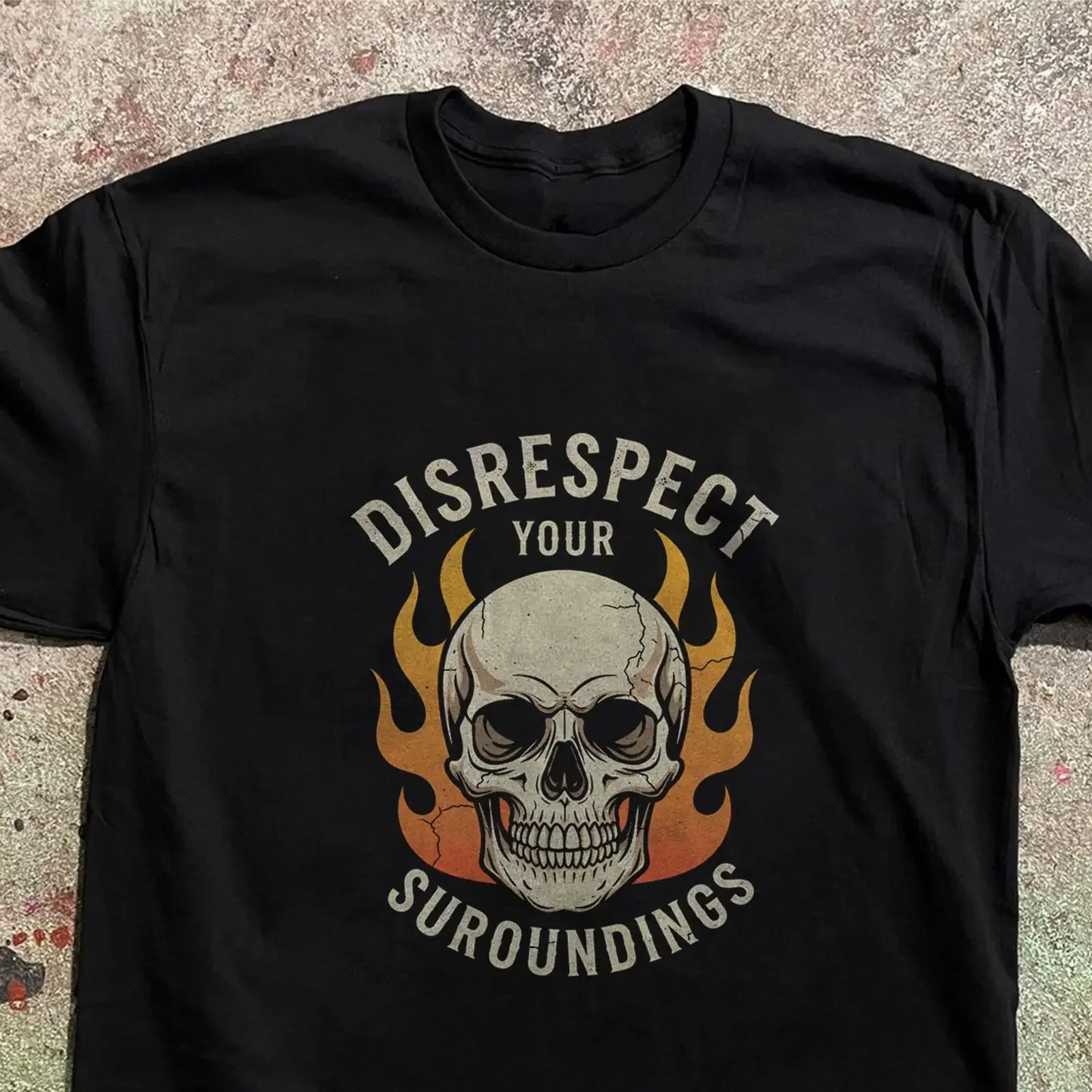 Vintage Totenkopf-T-Shirt Retro Punk Rock Streetwear Vintage Washed Stylisches Oberteil für den Alltag Streetwear Unisex Leicht im Herrenstil