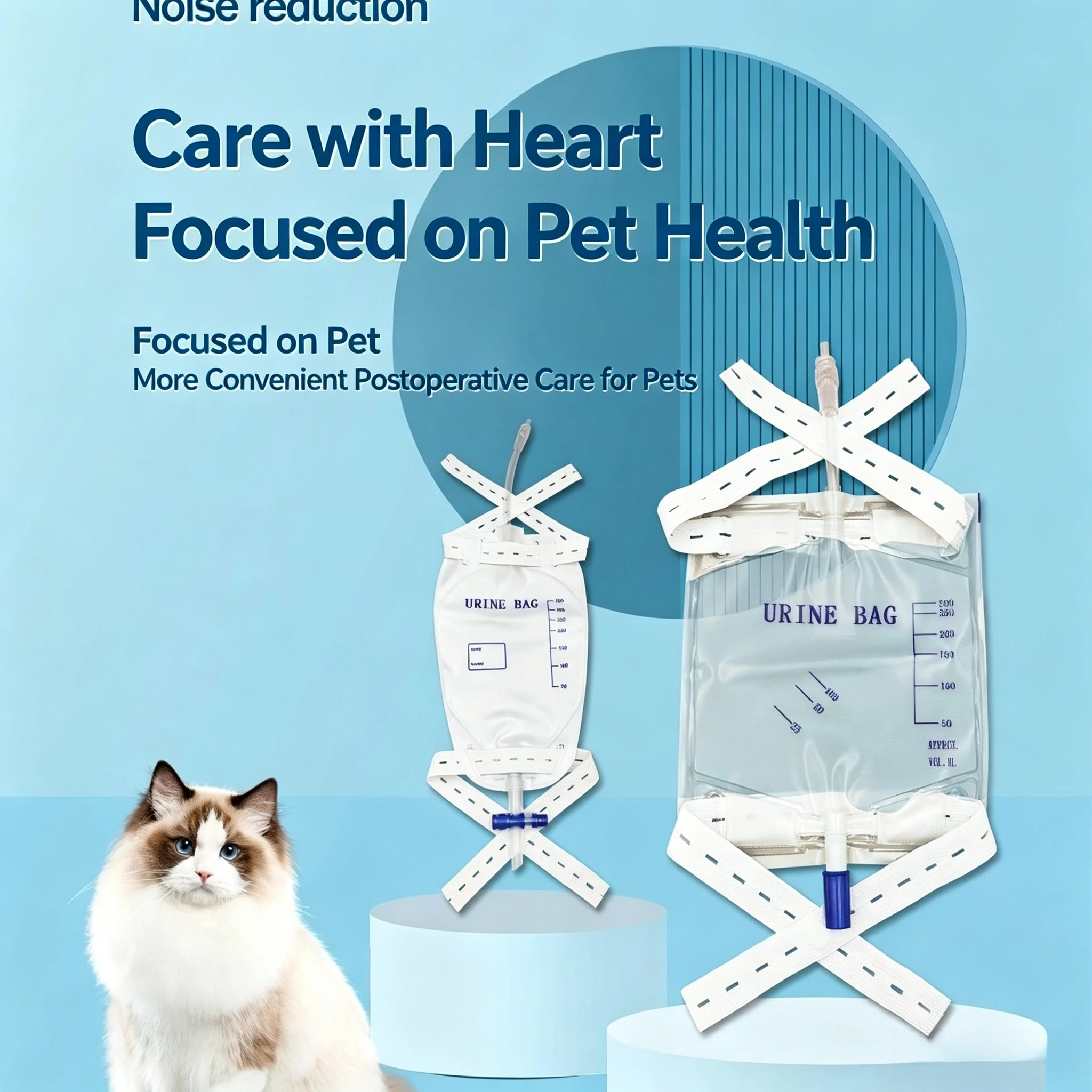 Vet Urine Drainage Bag Disposable 300 500ml Pet Animal Collection With Extension Tube