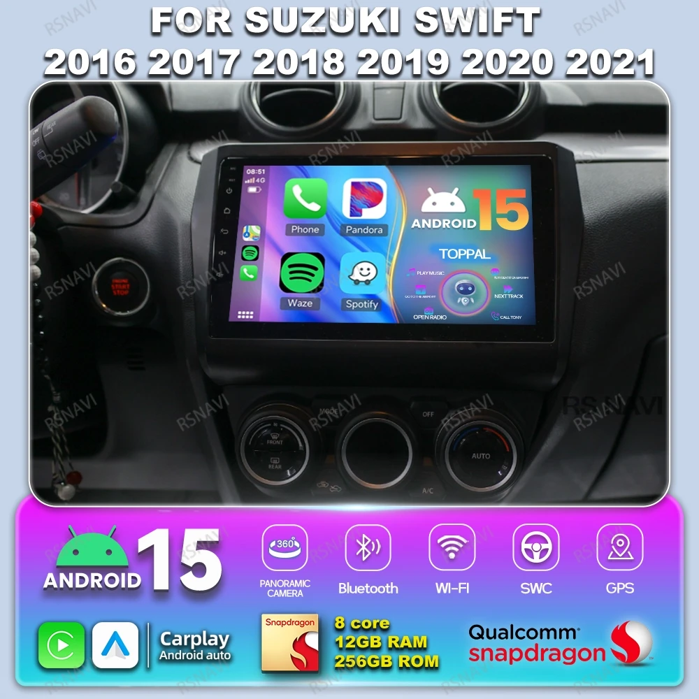 

Car Radio Android 15 For Suzuki Swift 2016 - 2018 2019 2020 2021 DVD AUTO Snapdragon Qualcomm BT NO 2DIN Viedo Player Multimedia