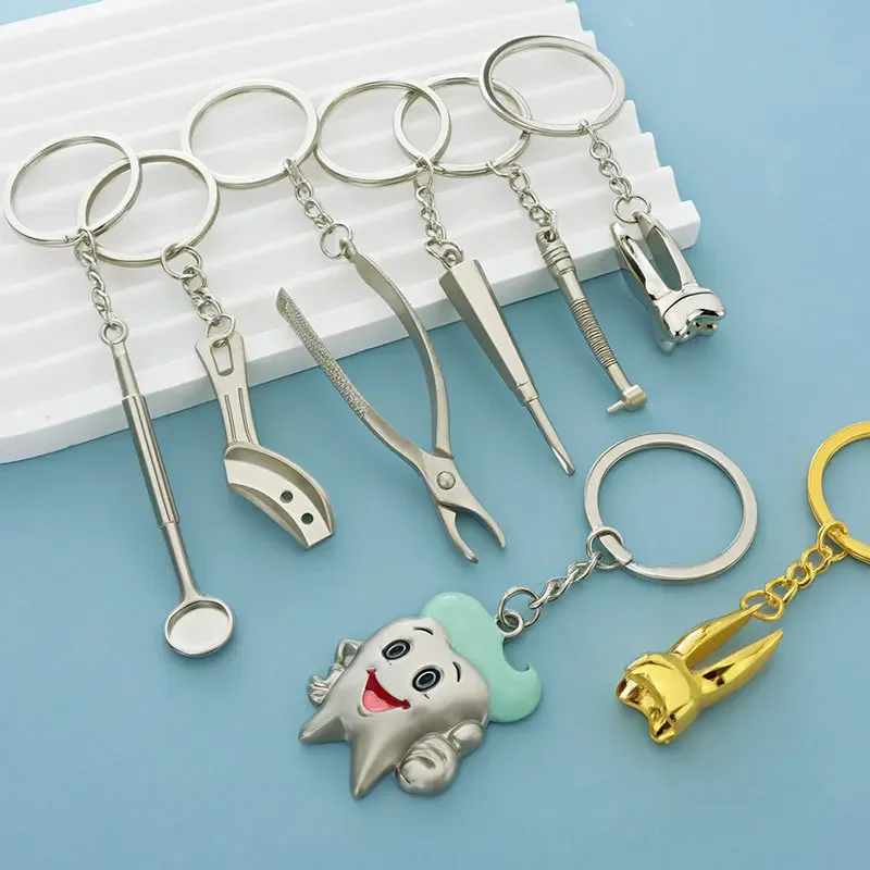 Llavero promocional de odontología con diseños de dientes simulados, accesorio para dentistas y entusiastas de la atención denta