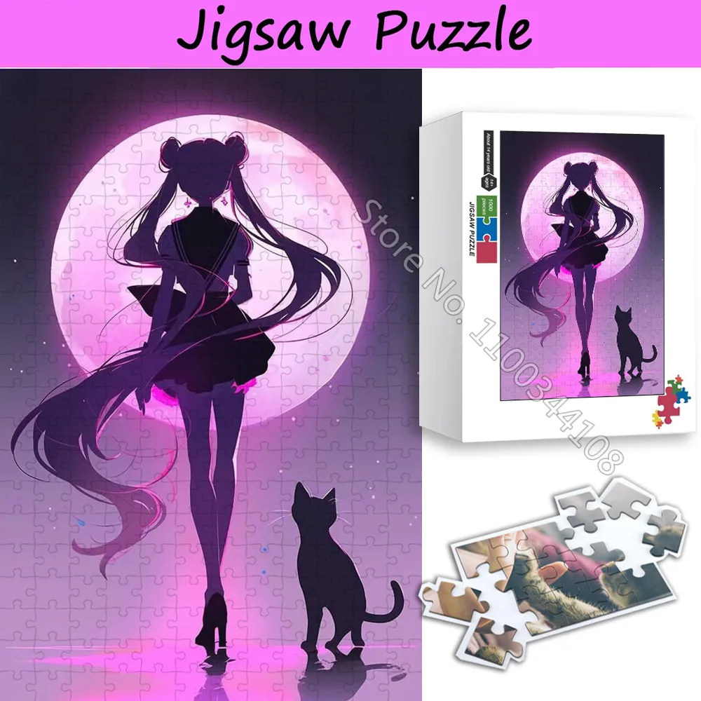 

Sailor Moon Wooden Puzzle Anime Girl Cat 300/500/1000 Pieces Jigsaw Puzzles Adult Handmade Collections Children's Fancy Toys