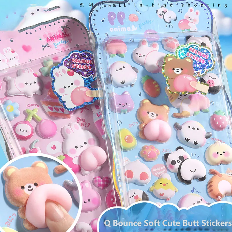 Cute Bunny Stereo Foam Stickers  Self-Adhesive Stickers for Scrapbooking DIY Crafts & Decoration Cartoon Decorative Stickers