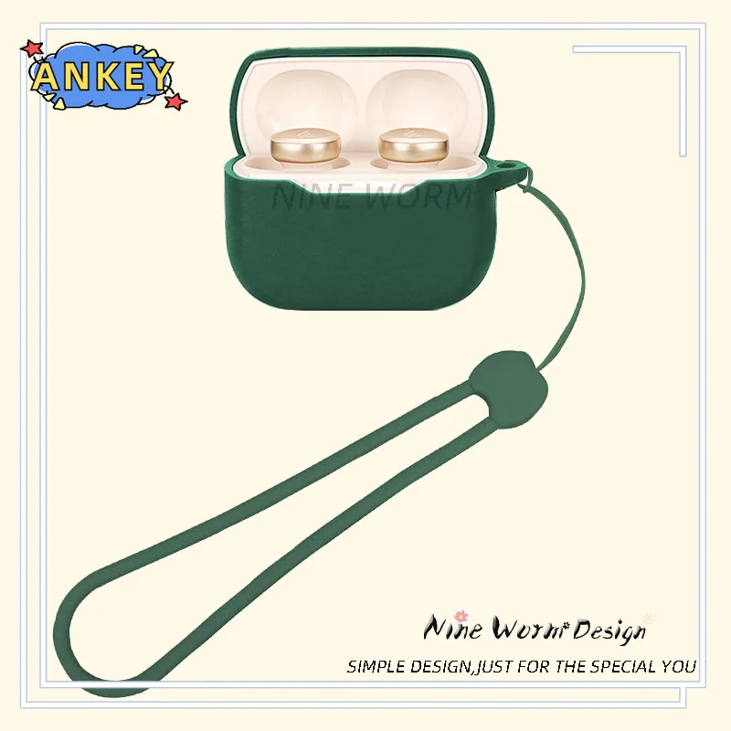 

Для 1MORE Q21 чехол для наушников Премиум силиконовый чехол противоударный доступный зарядный порт с нейлоновой веревкой