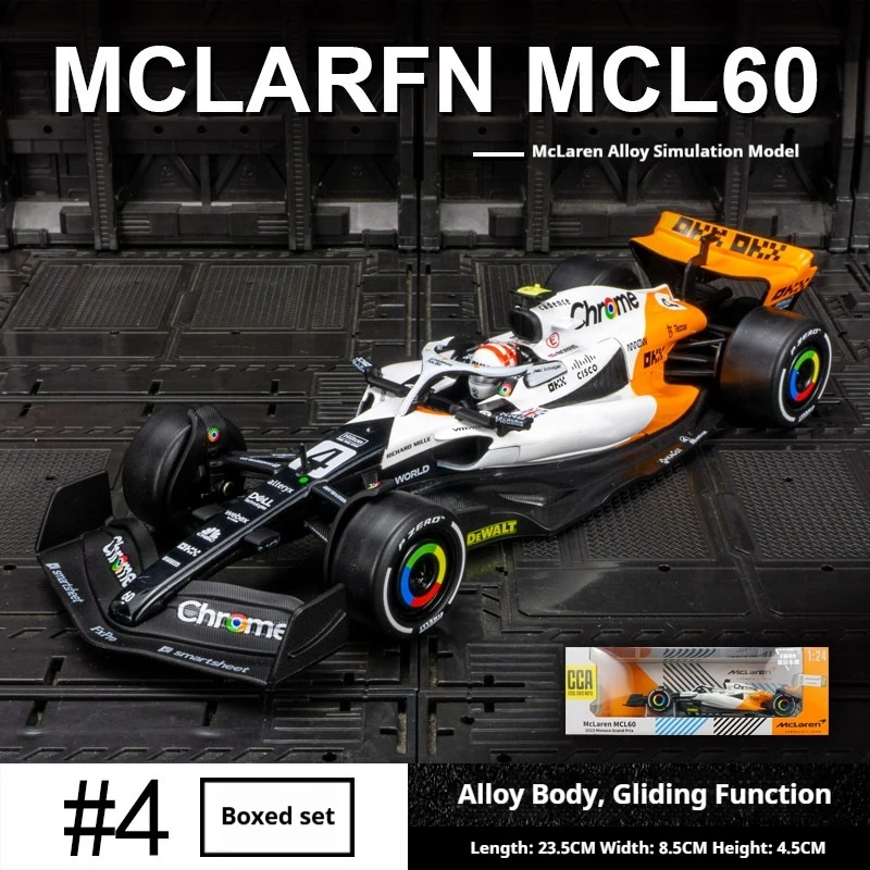 Car Caper 68290K 1:24 2023 McLaren MCL60 F1 Car - Formula 1 Racing Alloy Die-cast Model، شاشة تجميع مرخصة رسمية