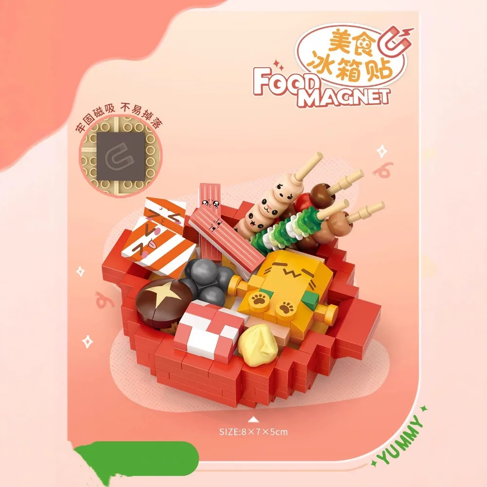 LOZ мини креативный магнит на холодильник, строительные блоки, город Oden, горячий горшок, модель стейка, украшения для сборки, кирпичные игрушки, детский подарок «сделай сам»