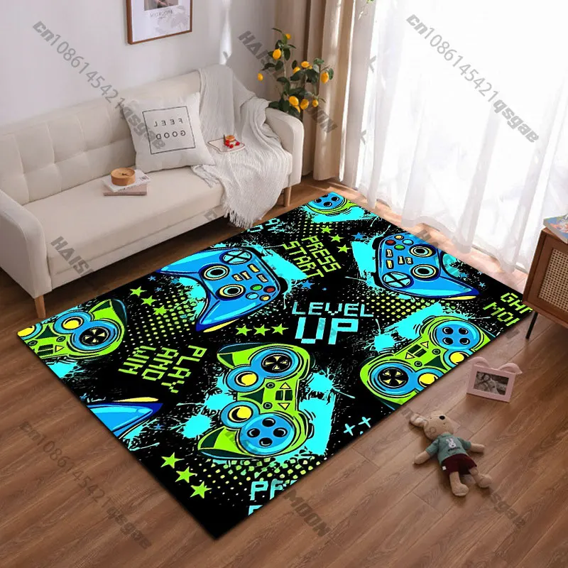 Gaming controllers and motivational text carpet Yoga living room room decor children's crawling mat doormat area rug
