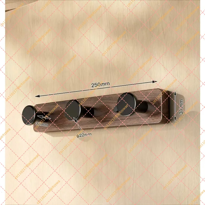 Solid Walnut Wall Hooks No Drilling, Entryway Porch Coat Hanger for Hats & Clothes