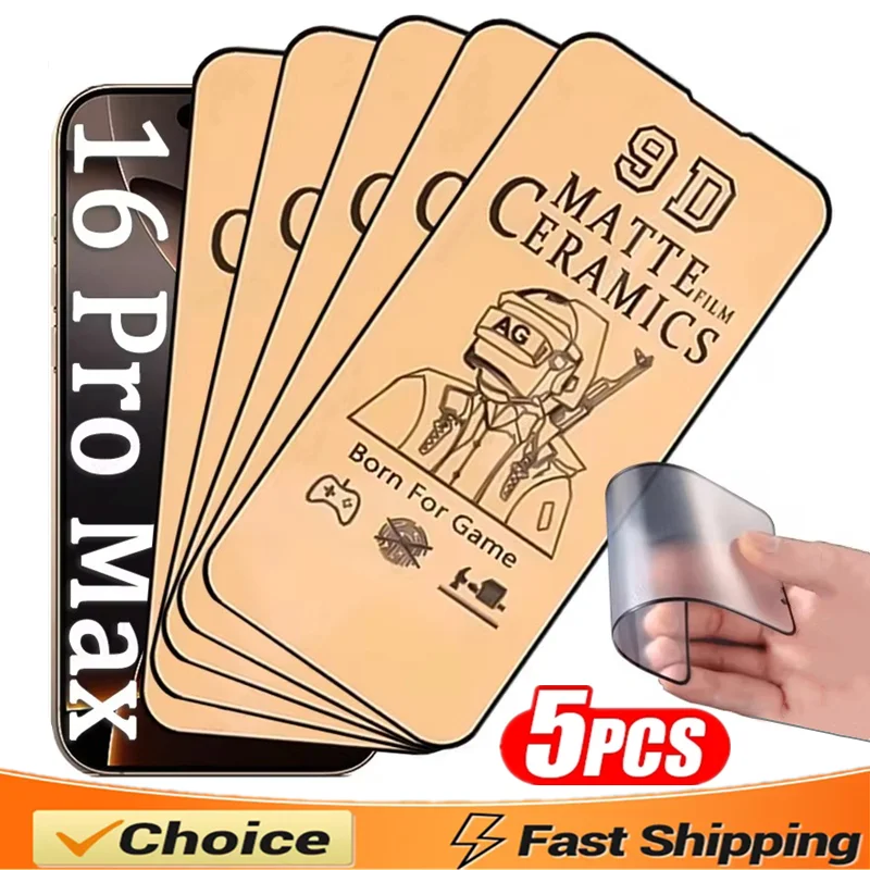 

5Pcs Soft Matte Ceramic Film For iPhone 15 14 13 12 11 16 Pro Max 7 8 Plus Screen Protector For iPhone 17 XR X XS MAX Not Glass