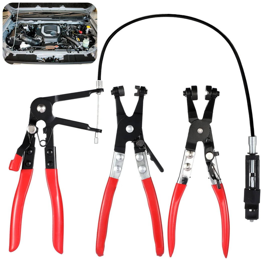 

Набор из 3-х длинных плоскогубцев для хомутов с пружинным механизмом, инструмент для ремонта автомобильных шлангов охлаждения и топливных шлангов