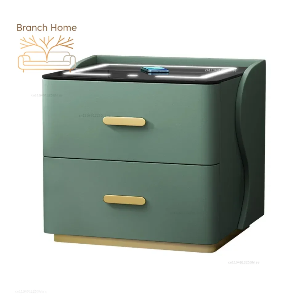 Smart Charging Table Nightstands Fingerprint Lock Bluetooth Speaker Nightstands Wireless Charger Nachttisch Room Decoration