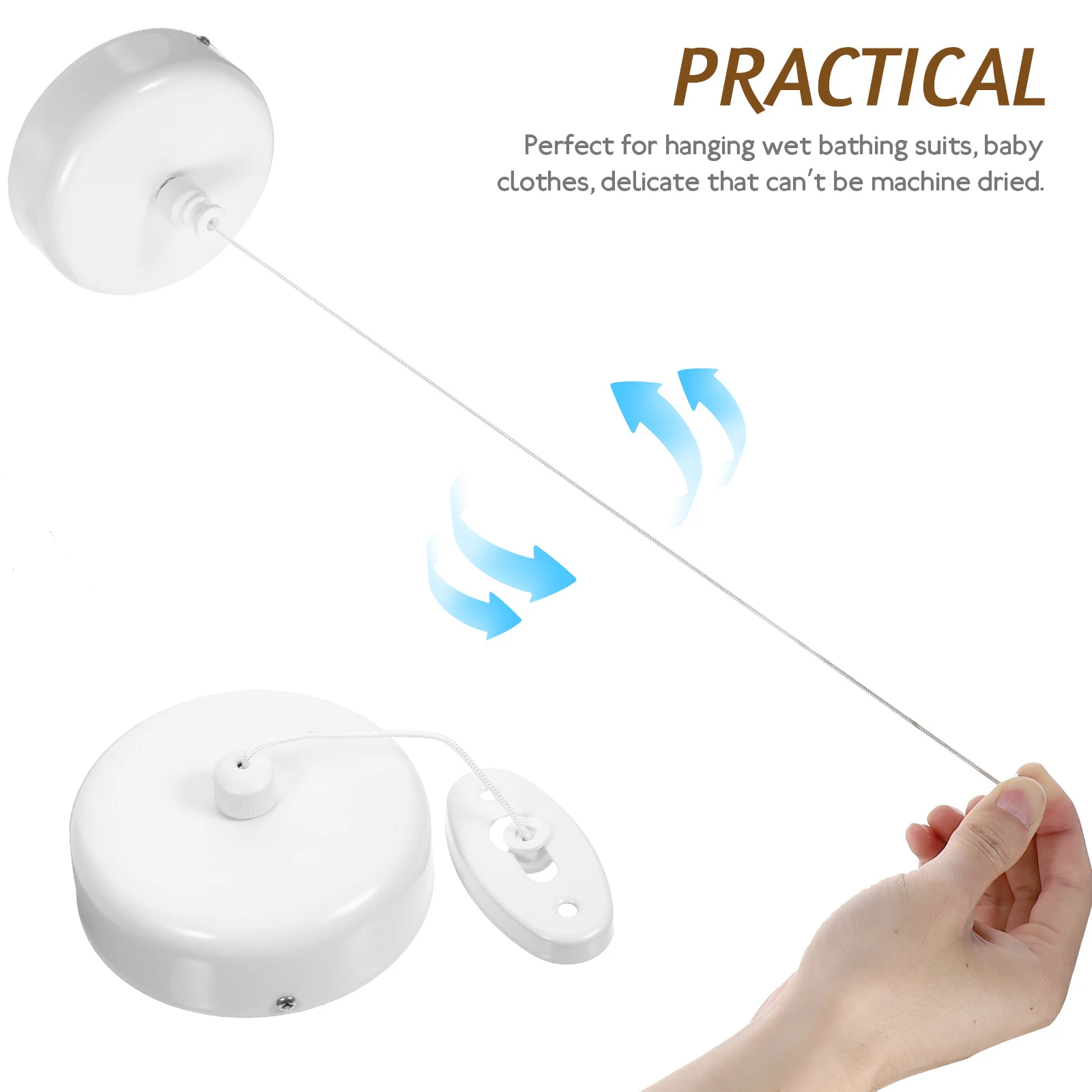 

Retractable Clothesline 3M Nylon Rope White Base Stainless Steel Indoor Outdoor Drying Travel Camping Lightweight Storage