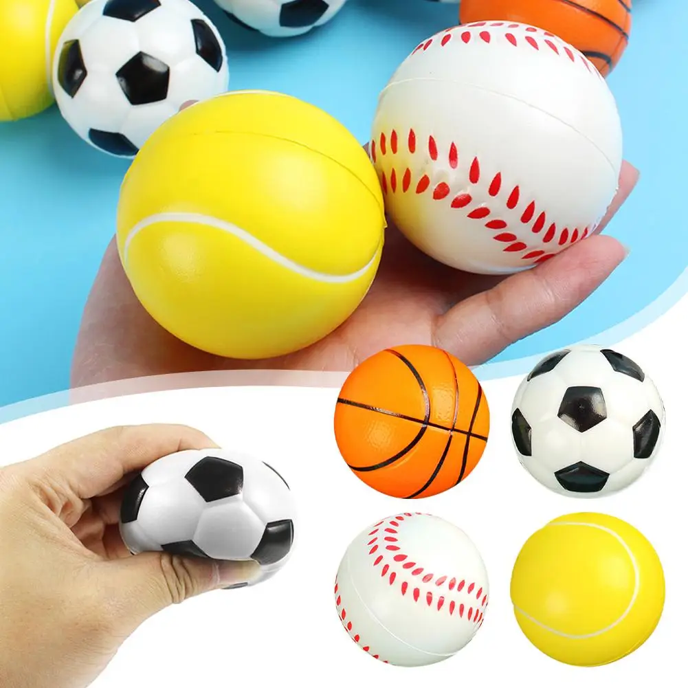 

63mm Children Soft Football Basketball Baseball Tennis Balls Decompression Toys Stress Soccer Stress Foam Anti Vent Sponge S7S2