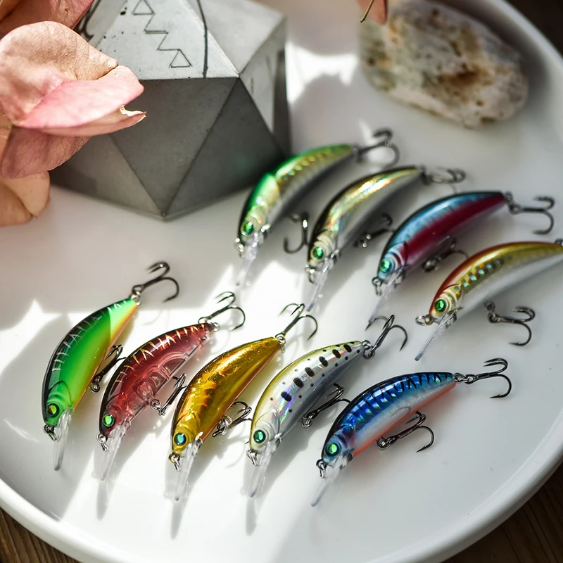 1Pcs Schwimm Minnow Angeln Locken 48mm 4,8g Mini Wobbler Wobbler Künstliche Harte Köder Für Bass Hecht Barsch forelle Tackle